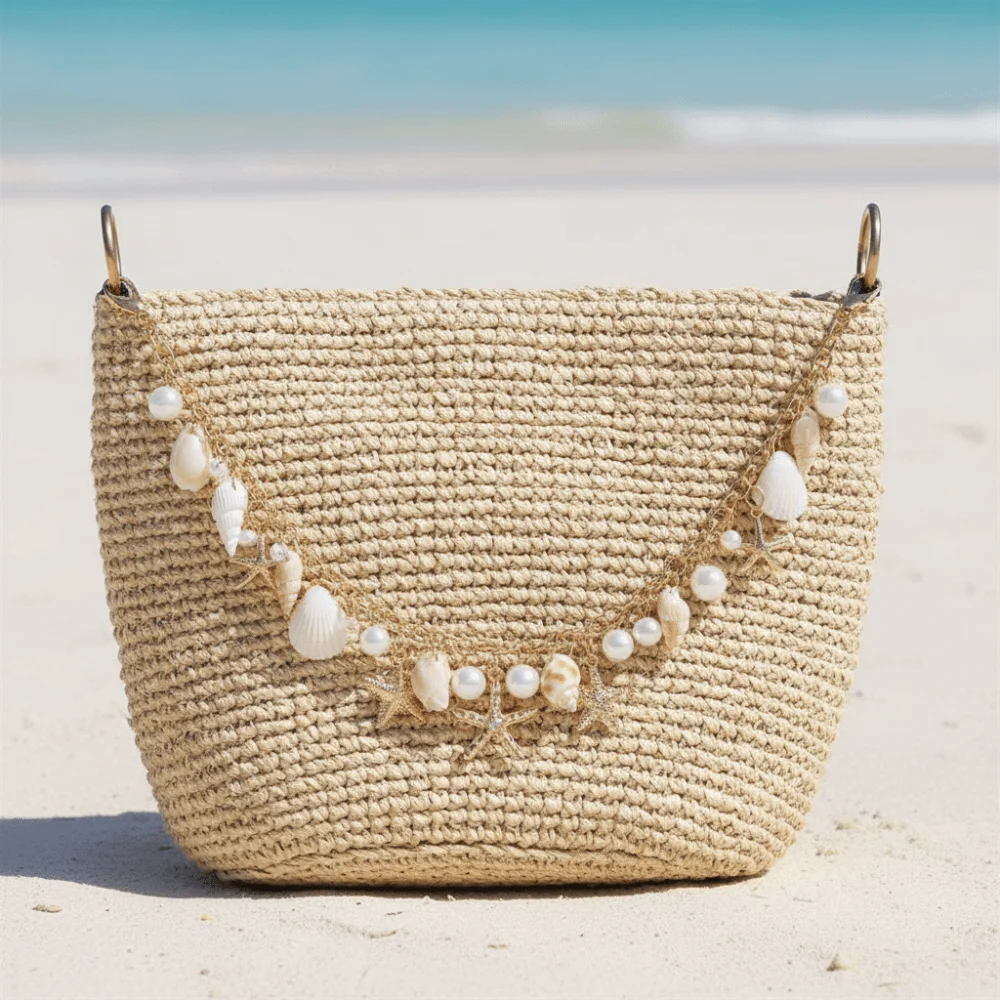 DIY Decoration Starfish Conch Pearl Bag Pendant Lanyard Key Chain Bag Charms Accessory Fashion Handle Chain Bag Chain Backpack