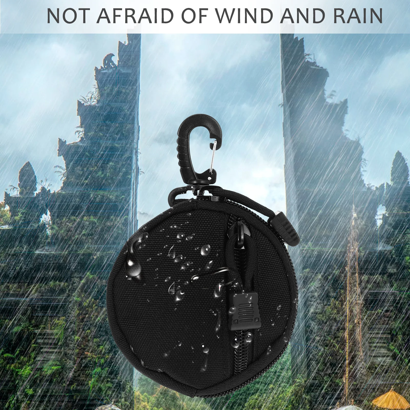 

Waterproof Pouch For Keys Coins Storage Heavy Duty Nylon Outdoor Sport Hiking Camping Belt Bag Round Portable