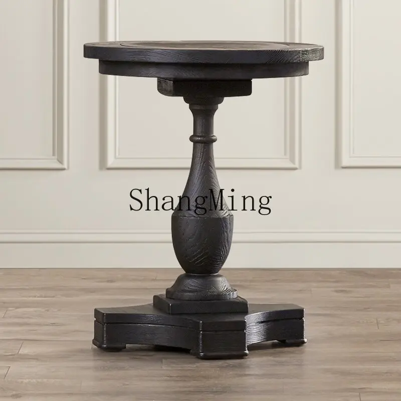 

SM home country retro nostalgic solid wood round small side few living room phone small round table