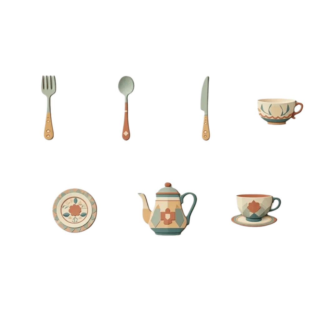 7Pcs Vintage Coffee Utensil Wooden Ornament Coffee Themed Rustic Distressed Floral Coffee Element Wall Plaques Spoon Fork