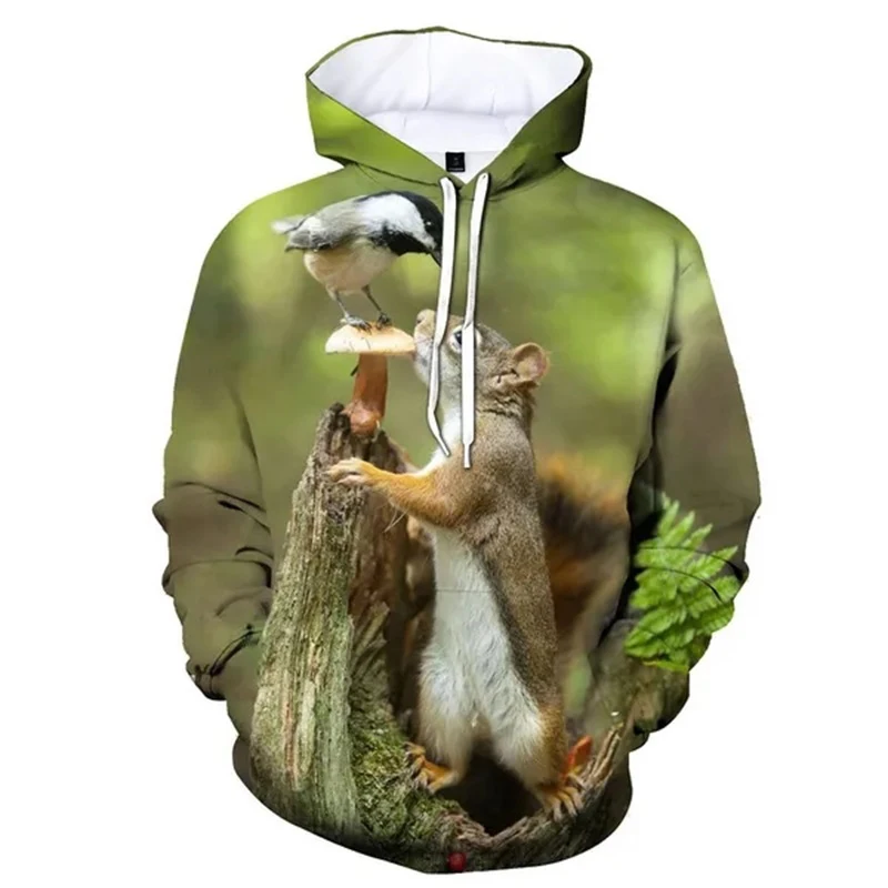 Funny Cute Squirrel Pattern 3D Print Hoodie Men Women Streetwear Hoodies Oversized Pullover Hooded Sweatshirts Kids Top Clothing