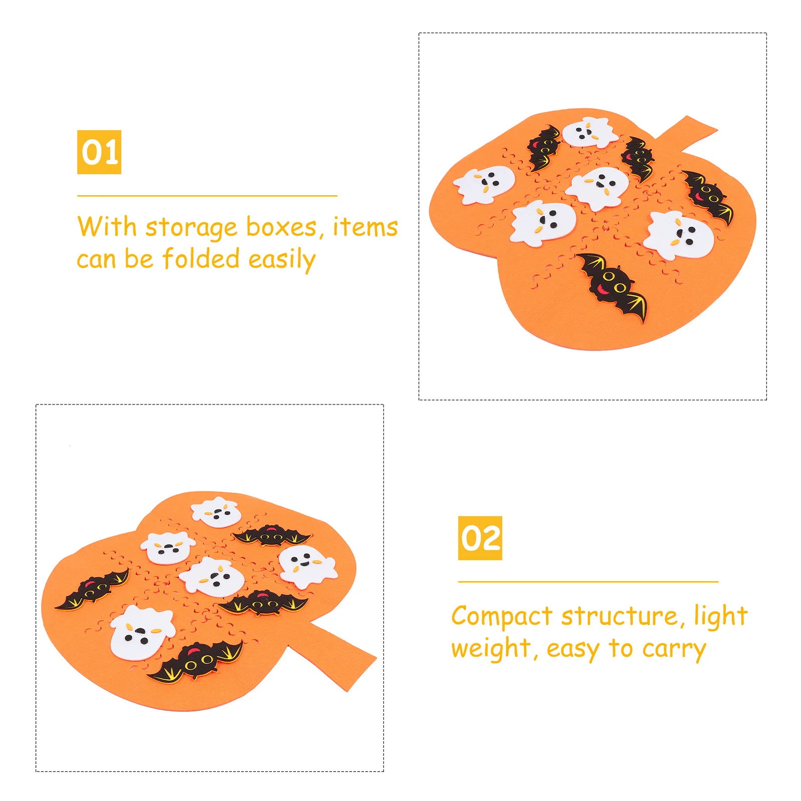 Portable 3x3 Toe Game Pad with Ghost Bat Shapes Educational Puzzle for Children Cognitive Development Foldable Fun Party