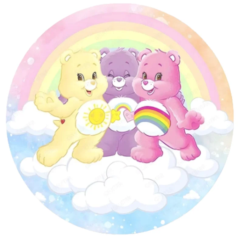 Sfondo rotondo Carebear con 3 sfondo di copertura del cilindro per la fotografia Baby Shower decorazione per feste di compleanno puntelli Studio