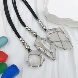 Vintage Crystal Cage Necklace Adjustable Chain Mesh Pendant Necklaces Empty Stone Holder Necklace Jewelry Accessories