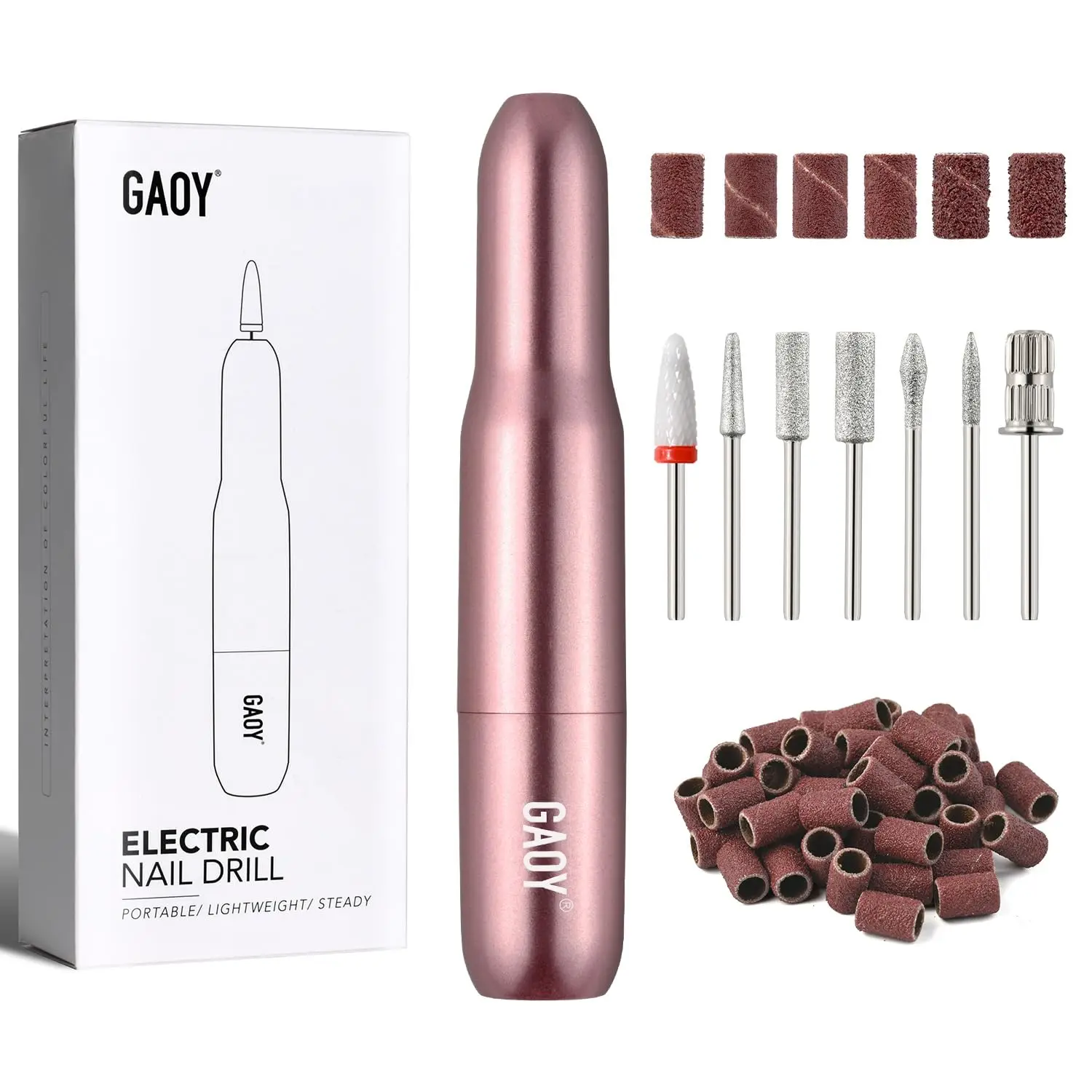 

Электрическая дрель для ногтей GAOY для акрила и геля, USB-фрезер для ногтей, портативный электрический фрезер с насадками, инструменты для маникюра и педикюра