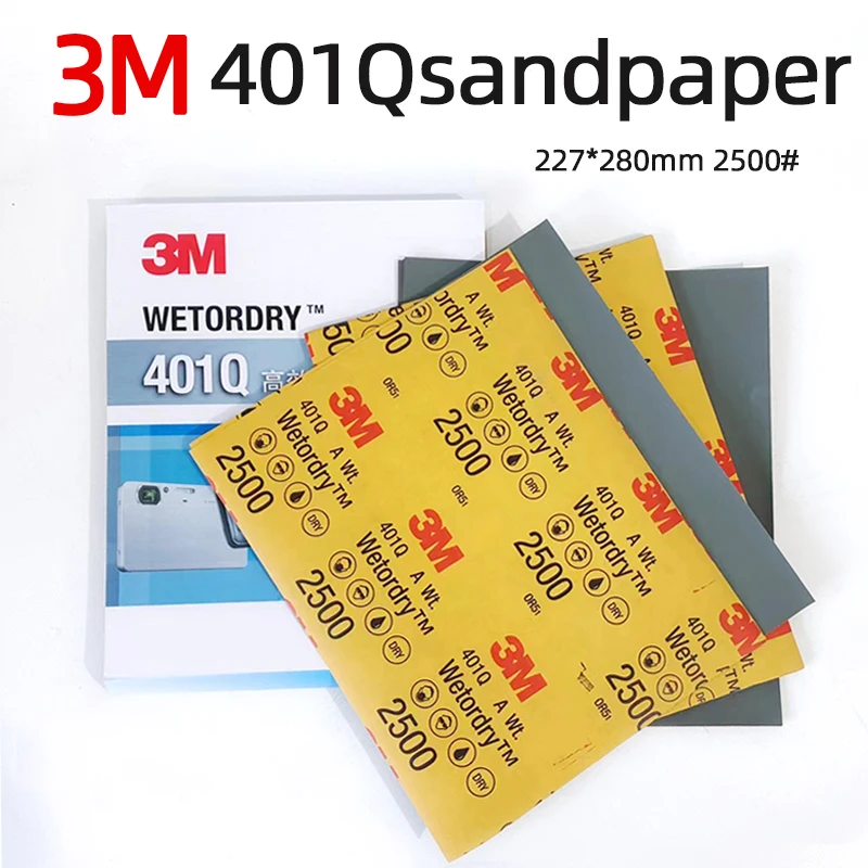 50PCS Original Authentische 3M401Q Autolack Schleifpapier P2500 Mesh 227*280MM Metall Instrument Feine Polieren