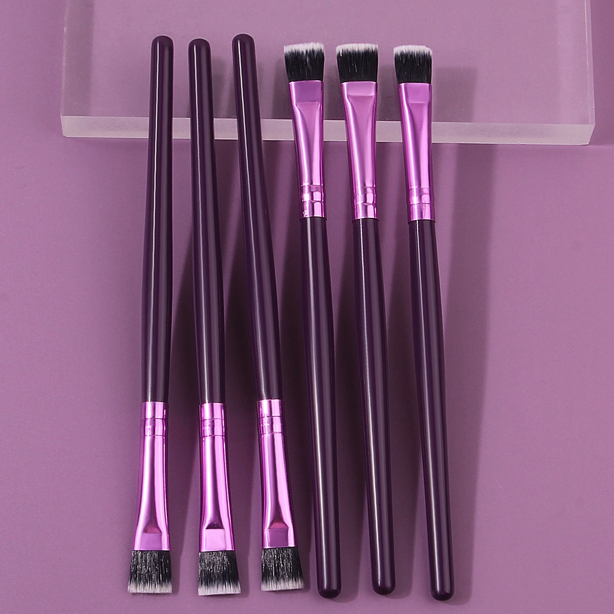 6pcs 아이 디테일 브러쉬 아이 라이너 브러쉬 아이 섀도우 브러쉬 플랫 헤드 눈썹 브러쉬 휴대용 메이크업 브러쉬 세트 전문 뷰티 도구