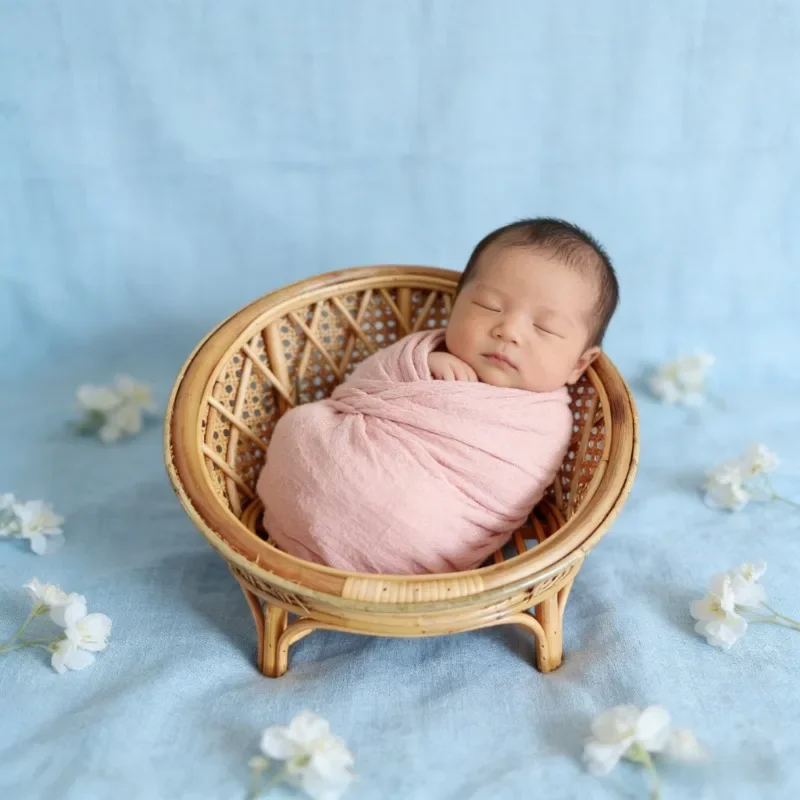 1pc Indonesia- Sourced Rattan Bench Newborn Studio Shoot Growth Record Props Practical Posing Photography Furniture for Baby Use view 5