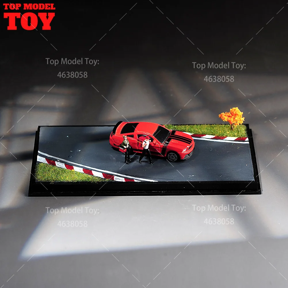 20.2X10.5X8.9cm Racing Track/Road Platform with Glass Scene Model Suitable For 1/64 and 1/43 Car Miniature Diorama Figure