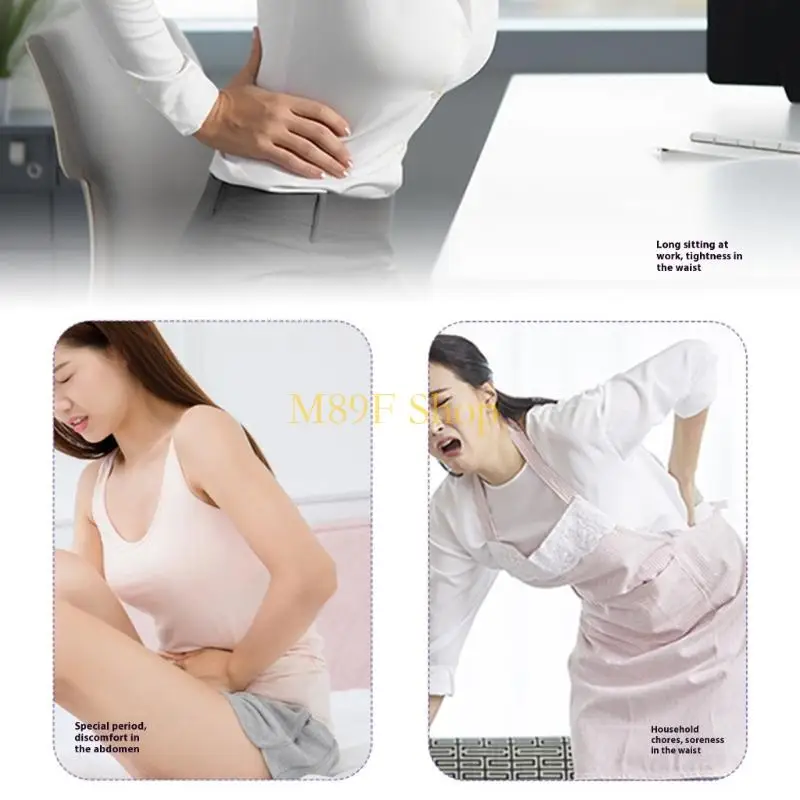 M89F Portable Electric Heating Pad For Lower Back Support Customizable Temperature 3 Massage Mode Protein Leather