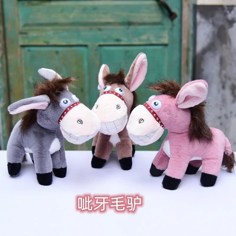 fashione Baring teeth small donkey doll plush toy big tooth doll personality rag doll mule horse birthday gift