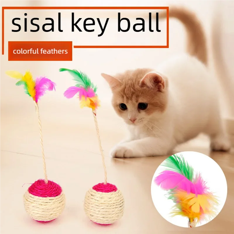 Sisal Scratching Ball Feather Cat Toy Interactive Training Supplies For Kittens Indoor Cats Anti Boredom Pet Accessories