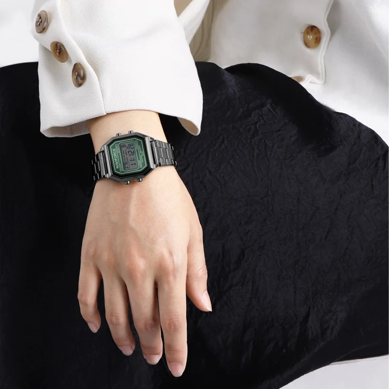 NAVIFORCE 5063S nuevo 2025 reloj Digital electrónico para mujer calendario resistente al agua correa de acero moda Casual relojes de mujer de lujo