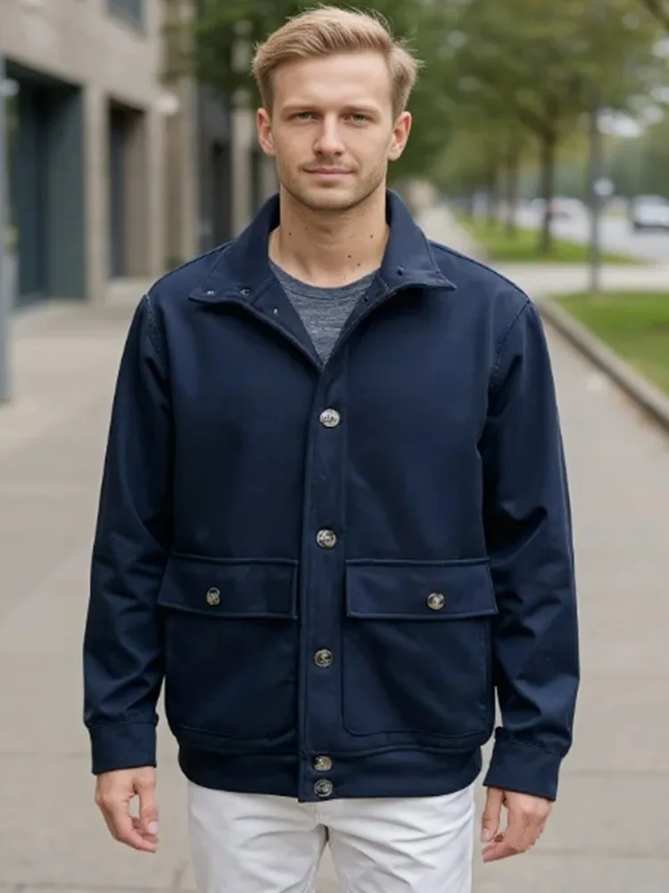 

Men's Autumn Casual Jacket Solid Color Button Jacket Classic Trend Single Breasted Lapel Pocket Formal Casual Men's Jacket