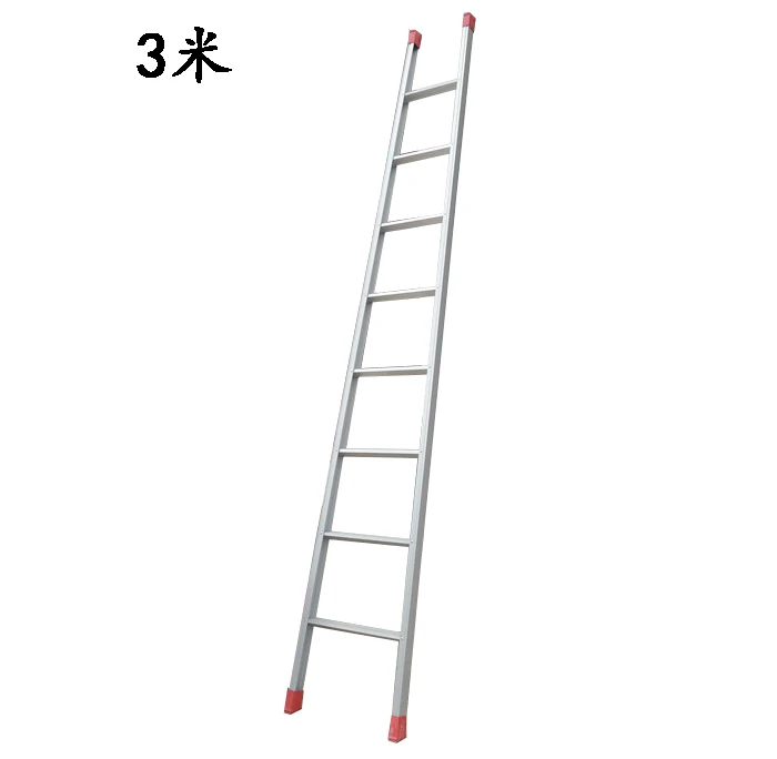 Thickened aluminum alloy ladder StraightSingle  One-wordHousehold  Engineering ladder Attic Telescopic ladder 3 meters