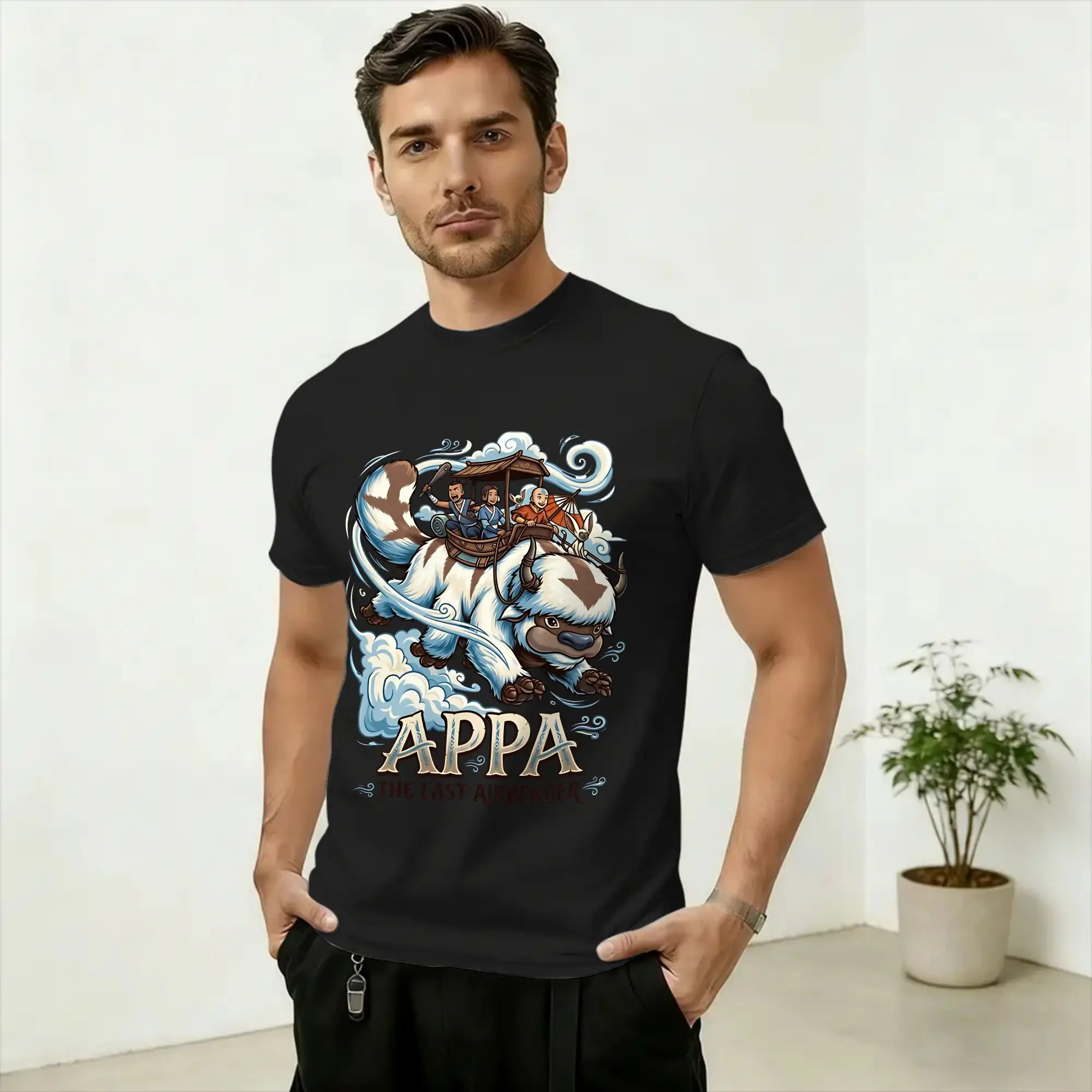 Men's Avatars Airbender Appa Momo T Shirts  Cotton Clothing Funny Short Sleeve Round Collar Tee Shirt Plus Size T-Shirt