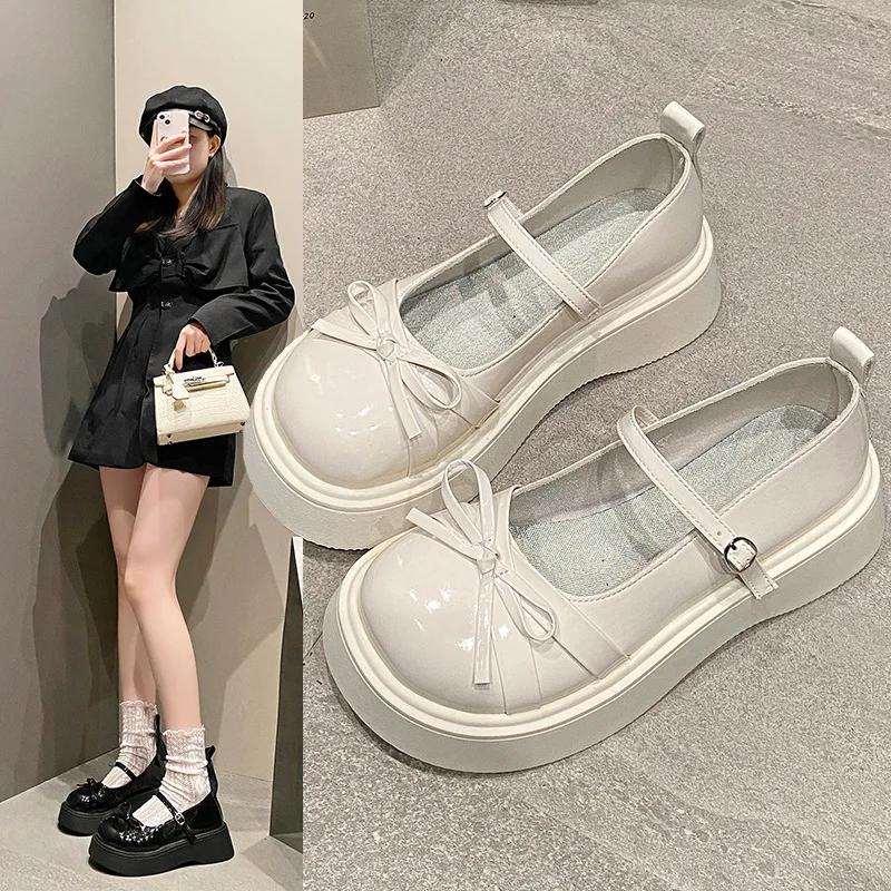 

Elegant Bow Small Leather Shoe for Women 2025 New Style College Style High-quality Soft Soled Loafers Single Shoes Women Fashion