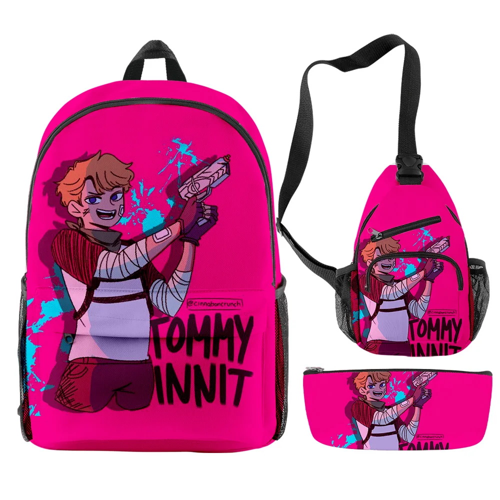 Classic Novelty Funny Cool Dream Tommyinnit 3D Print 3pcs/Set pupil School Bags Travel Laptop Backpack Chest Bag Pencil Case