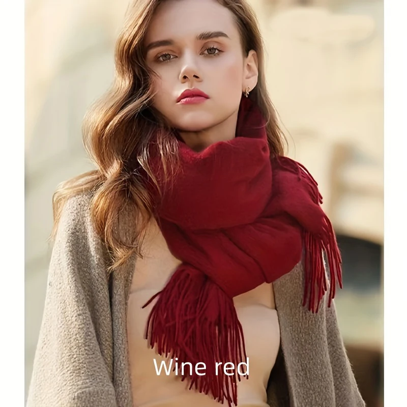 

2025 Winter Shawl For Women Long Warm Cashmere Scarves Hijab Solid Lady Wrap Female Pashmina Bandana Head Scarfs Echarpe