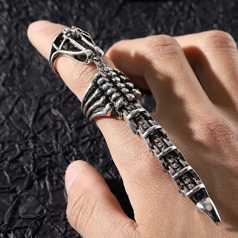 Gothic Ring Punk Full Finger RIng Scorpion Ring Joint Full Finger Ring with Adjustable Opening Moving Scorpion Tail  Dropship