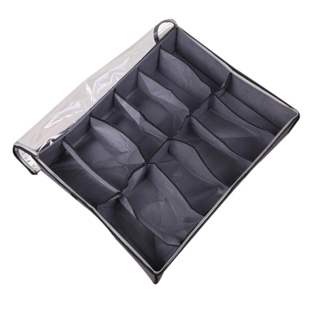 Under Bed Shoe Storage Organizer Foldable Fabric Shoes Container Box with Clear Cover See Through Window Storage Bag