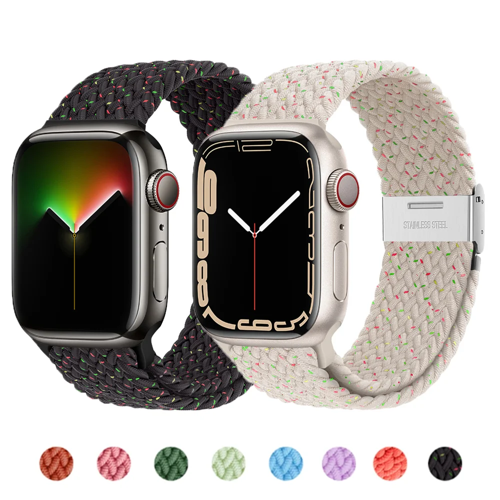 Braided solo loop For Apple watch band 44mm 40mm 45mm 41mm 42mm Elastic Nylon correa bracelet iWatch series 3 4 5 6 se 7 strap