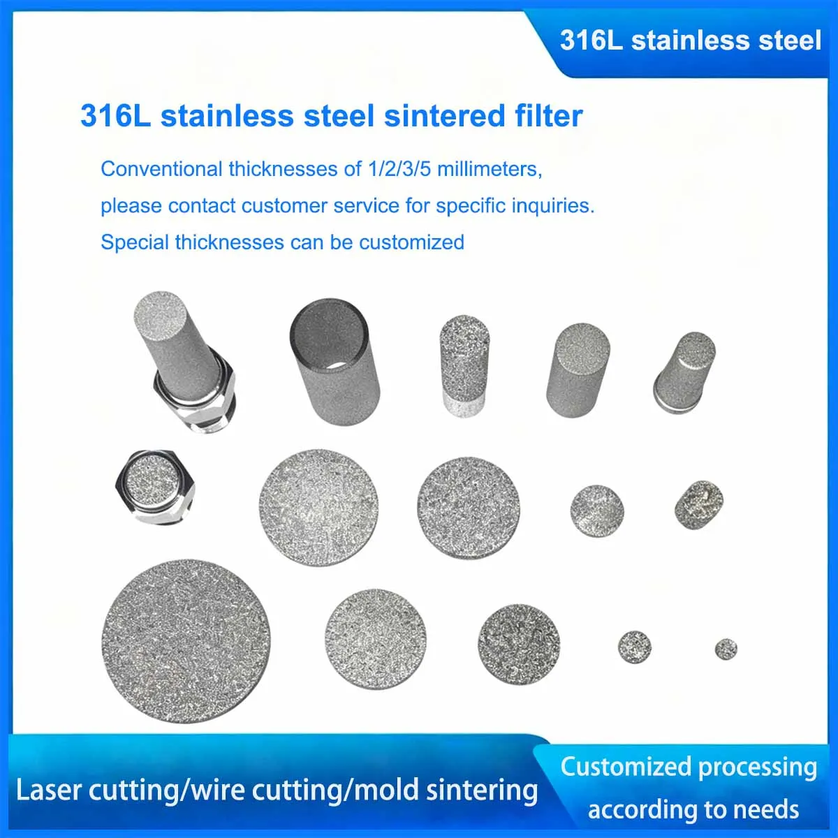 316L Stainless Steel Sintered Sheet, Stainless Steel Filter Sheet, Filter Element, Fire Stop Cap thickness 3mm