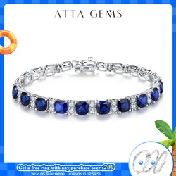 ATTAGEMS 925 Silver Jewelry Original Created Blue Spinel Bracelet 1.0CT Tennis Bracelets For Women Luxury Gift Wedding Authentic