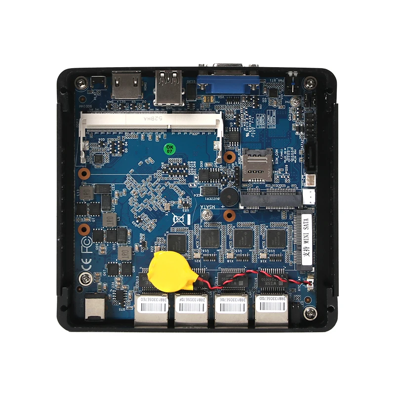 BEBEPC Mini PC Industrial com Inter Celeron N2830 Suporte Pfsense com 4xi210/211 LAN 2xUSB Computador Compacto Win10pro Ready