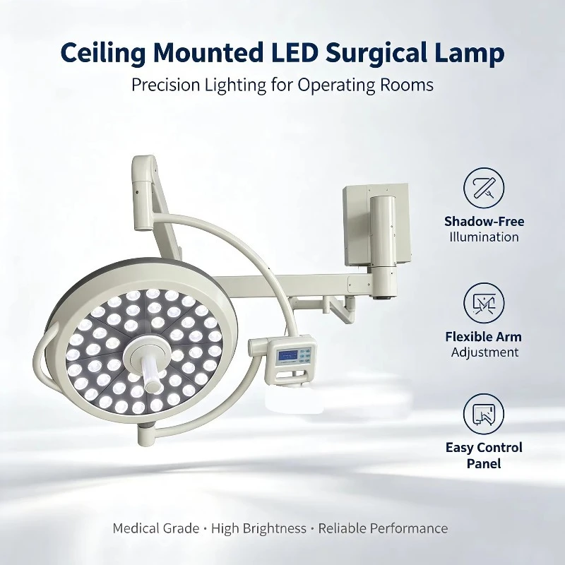LED surgical shadowless lamp, ceiling mounted medical surgical lamp Hospital operating room lamp with LCD control panel
