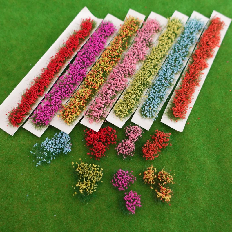 Simulation Flower Cluster Model Strip Viscose Weeds Static Scenery Garden Decor Landscape Wargame Grass Tuft Diy Building Layout