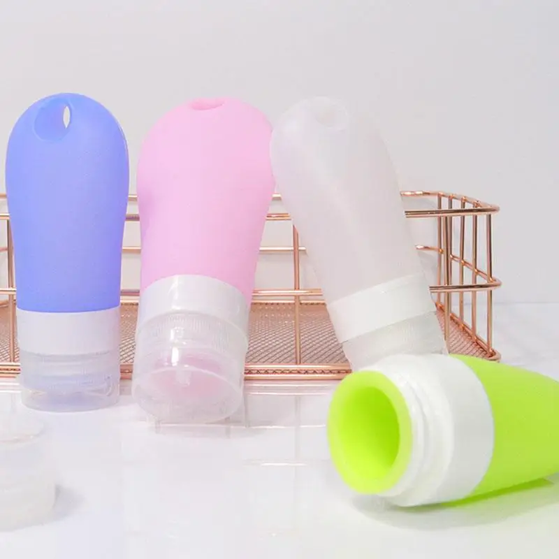 Mini bouteille portable en silicone pour tous les jours, tube de voyage avec crochet porte-clés pour points de gratitude, récipient à presser pour shampoing, 38 ml, 60 ml, 90ml