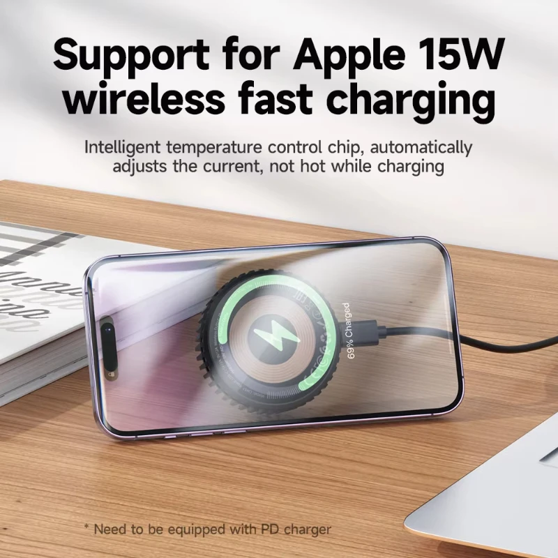 

Cooling Fan 15W Fast Charging Wireless Charger For iPhone 16/15/14/13/12 Series Magnetic Mount Quick Charging Adapter