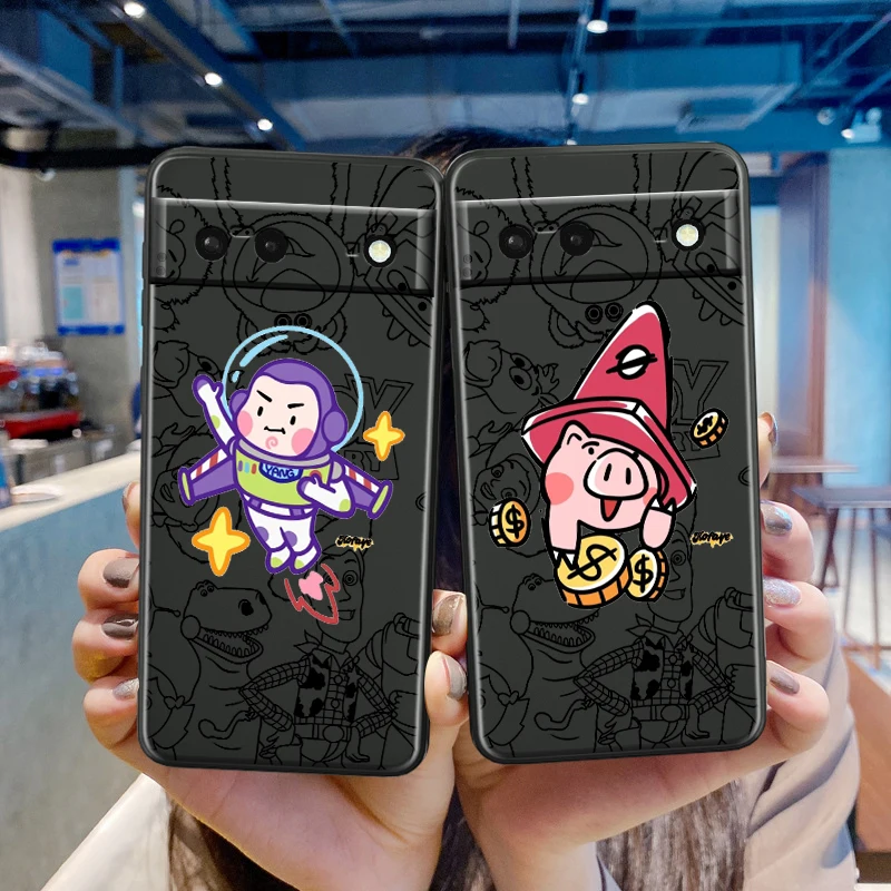 Disney Toy Story Alien Woody For Google Pixel 9 8 7A 7 6A 6 5A 5 4 4A XL 5G Black Silicon Shockproof Shell TPU Phone Case