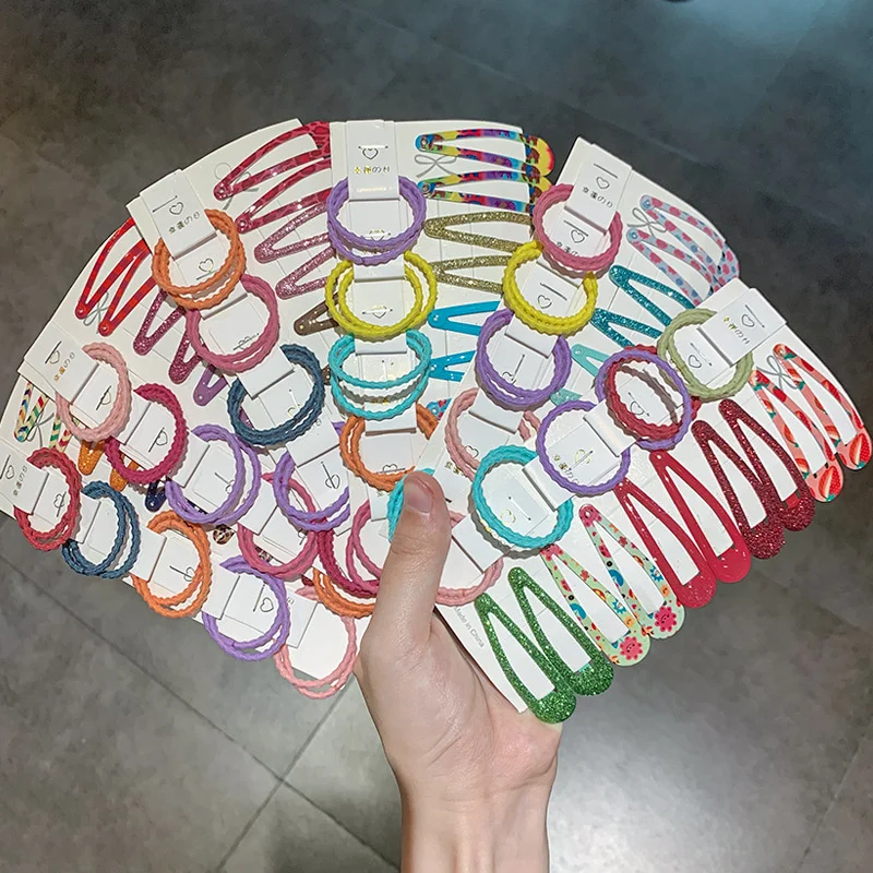 

Candy Color Alloy Girls Women Hair Rubber Band Hair Clips Bangs Barrettes Ladies Hairpins Hair Styling Accessories Set