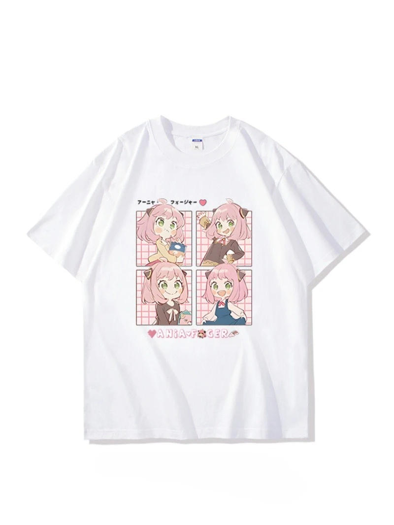 مينيسو جاسوس X الأسرة انمي ياباني أنيا فورجر جرافيك طباعة تي شيرت الشارع الشهير الرجال النساء موضة قصيرة الأكمام حجم كبير للجنسين #3