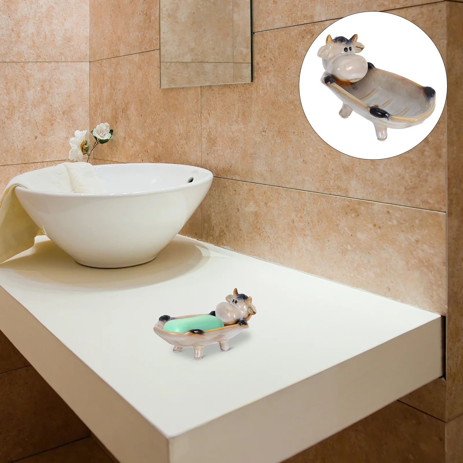 

Ceramic Soap Dish Animals Design Decorative Organizer for Soap Sponge Razor Hair Clips Earrings Bathroom Supplies