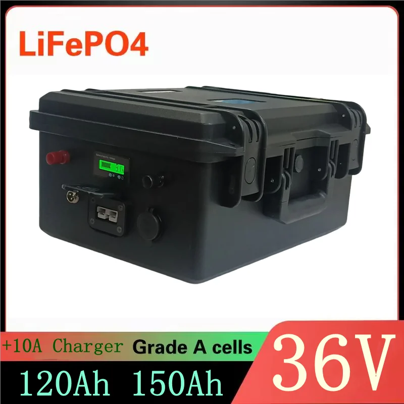 

Whatproof 36 В 150 Ач lifepo4 36 В 120 Ач литиевая аккумуляторная батарея lifepo4 для 3000 Вт гоночной тележки, велосипеда, скутера, лодки + зарядное устройство 10 А