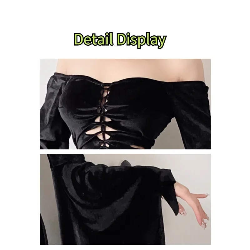 Kostium na Halloween dla kobiet Anime Cosplay czarna sukienka czarownica długa Vestidos wampir strój panny młodej seksowne Disfraz kostiumy karnawałowe