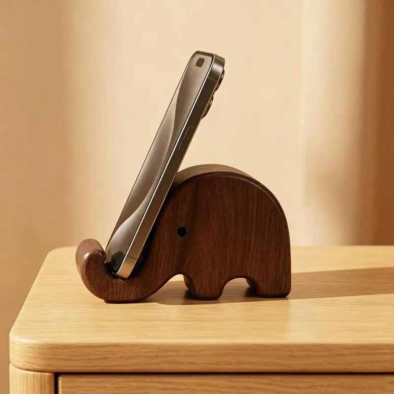 Support de téléphone en bois massif de noyer noir, créatif et simple, présentoir de cartes de visite, décoration de bureau à domicile