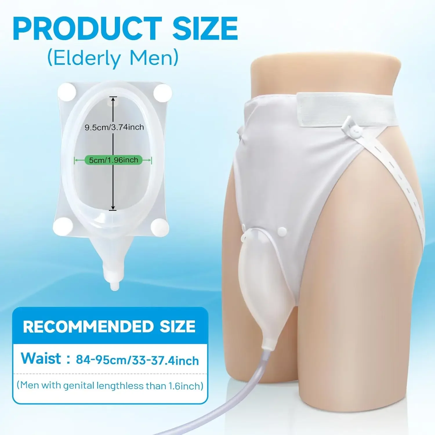 Reusable Silicone Male Urine Collection Kit with 2 Urine Bags, Home Care Aid for Elderly, Bedridden, Wheelchair Users & Post-Sur