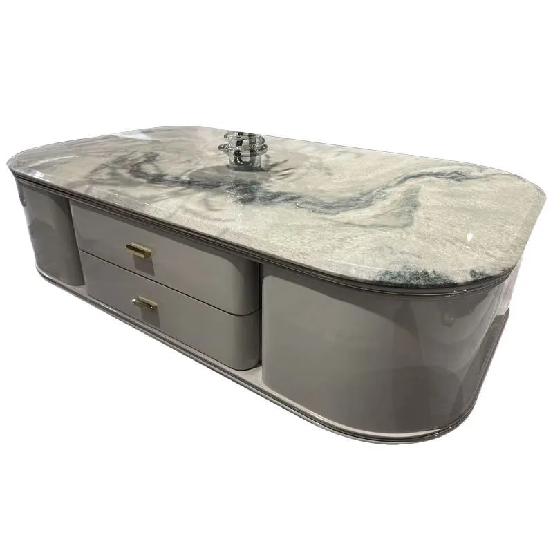 Light luxury high-end coffee table extended large flat-floor villa living room home