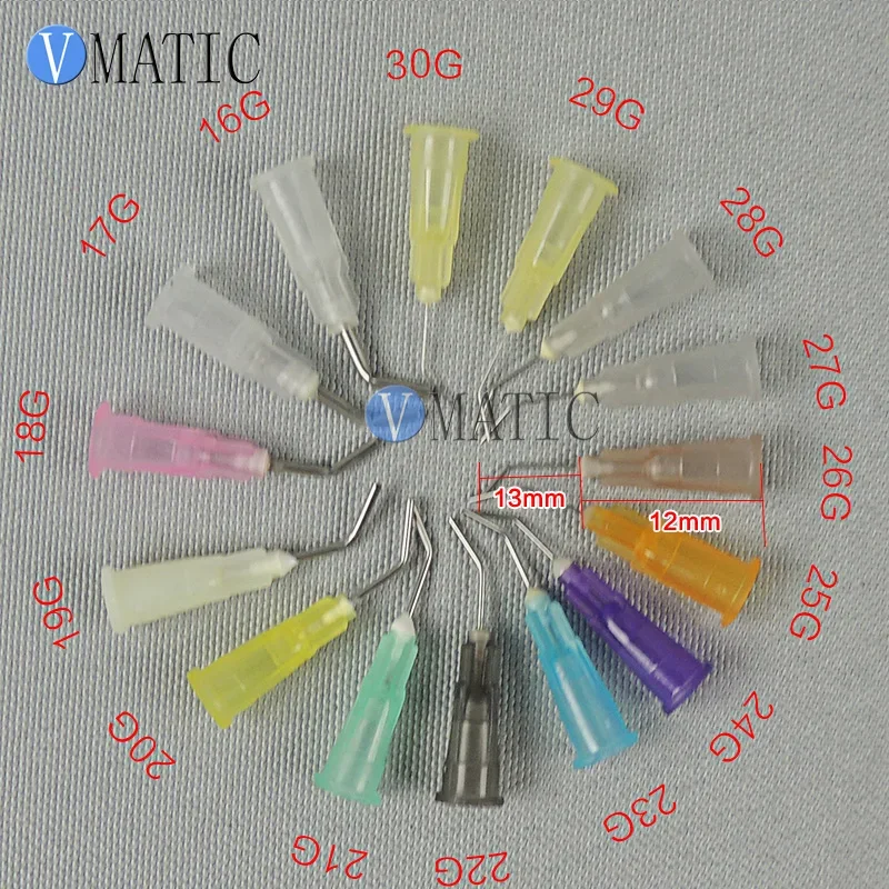 Free Shipping 100 Pcs 0.5'' 13mm Length 45 Degree Bent Adhesive Glue Fluid Dispensing Dispenser Needle 1/2 Inch