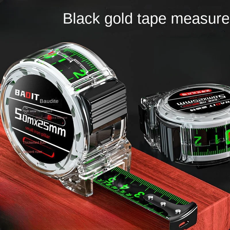 3/5/7/10m Fluorescent Tape Measure Double-sided Scale Black Technology Wear-resistant Thickened Multi-purpose Measuring Tape