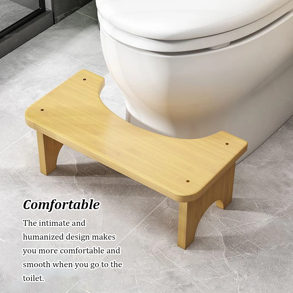 Bamboo Toilet Stool Bathroom Waterproof Non Slide Poop Seat Adult Pregnant Holder Washroom Squat Bench for Home