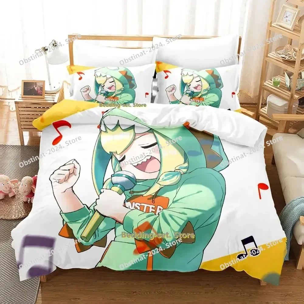 

3d Anime Kawaii Girls Amano Pikamee Bedding Set Printed With Pillowcase Bed Duvet Cover Soft Single Double Queen Super King Size