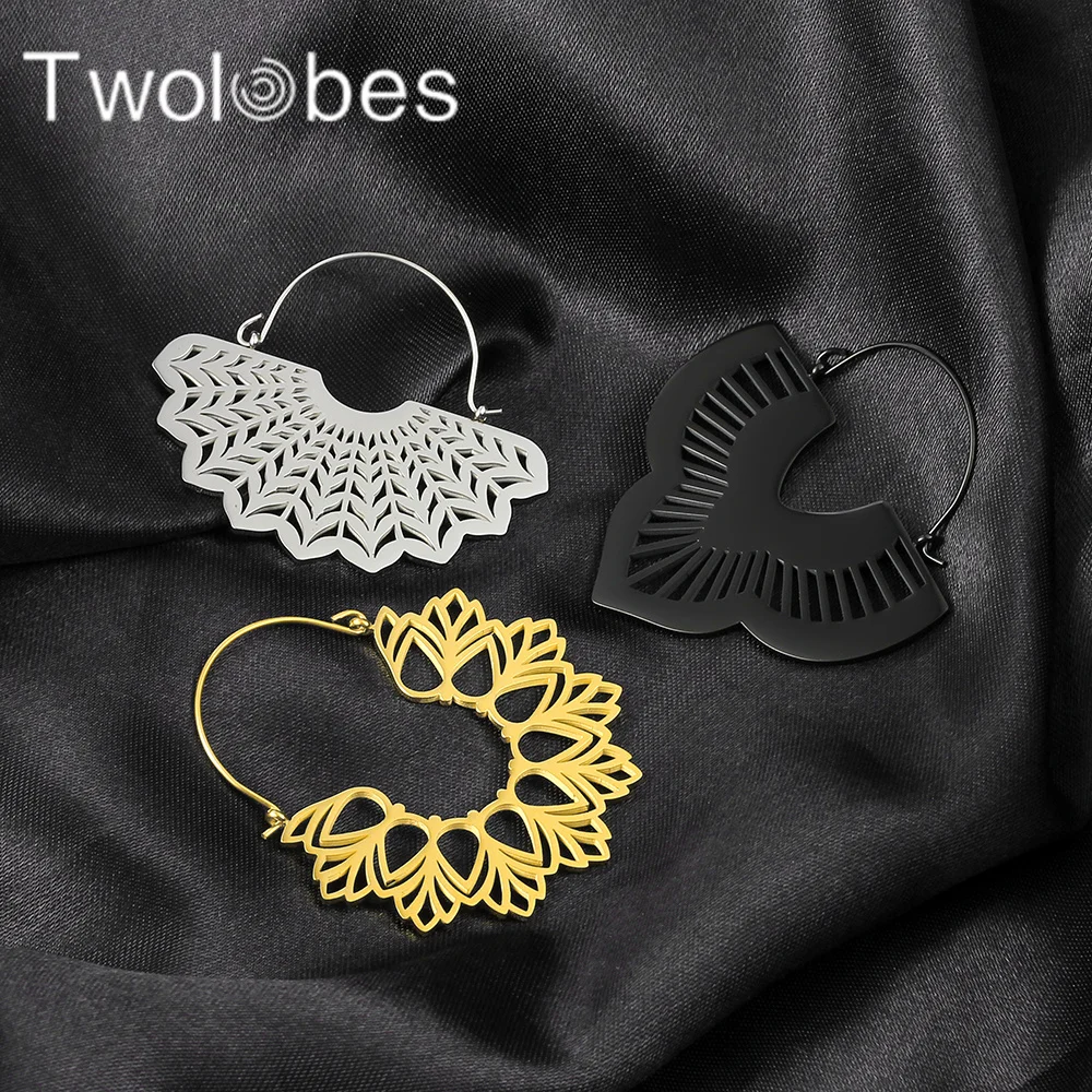 Twolobes 2PCS Simple Dangle Ear Tunnels Weights Stainless Steel Piercing Women Body Jewelry Expander Earrings Vacation