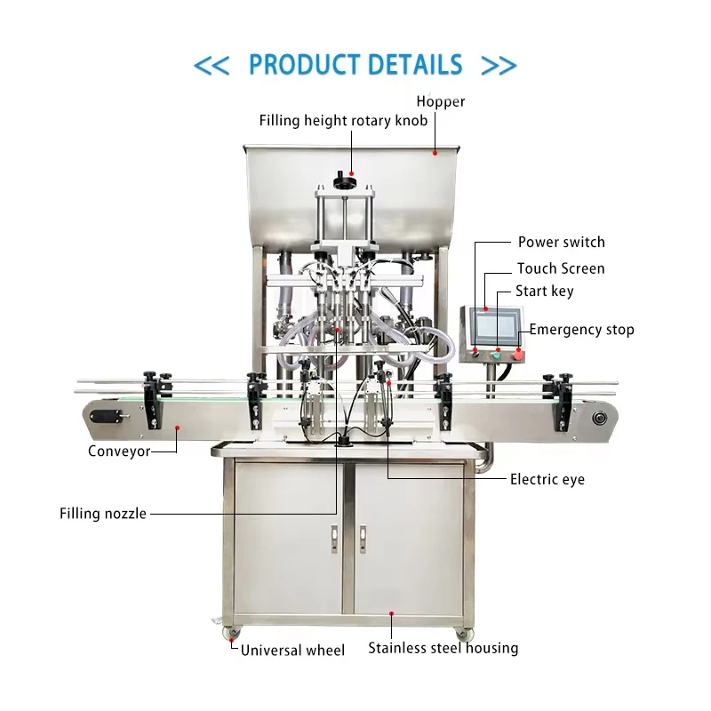 Fully Automatic 4-Head Honey Peanut Butter Tomato Sauce Filling Machine, Juice Quantitative Filling Machine