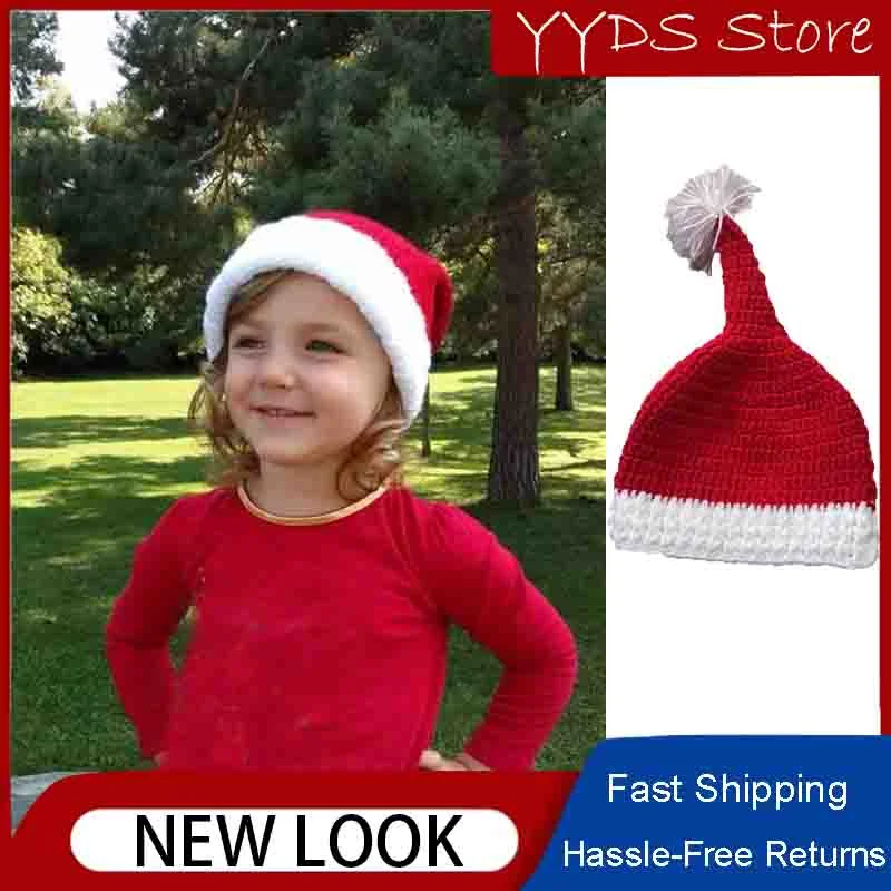 

Parent-child Christmas Hats for Men and Women Handmade Crocheted Knitted Hats Conical Holiday Celebration Santa Hats