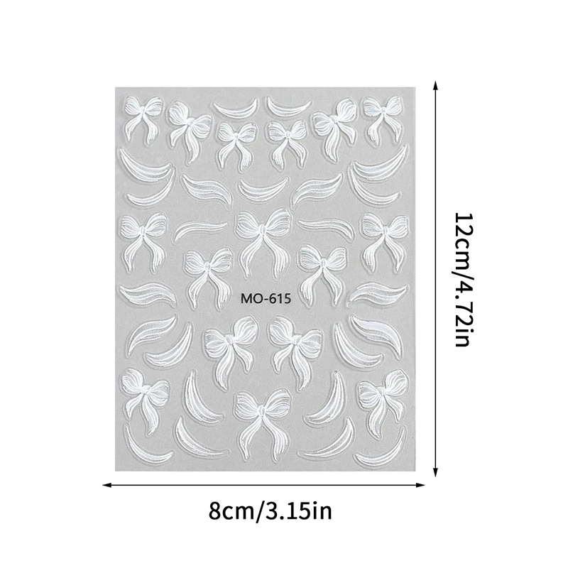 1 ورقة شريط أبيض القوس مسمار الفن ملصقات ذاتية اللصق إنهاء القوس الشريط مسمار الشارات DIY بها بنفسك مانيكير موضة ديكور